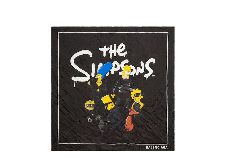 Balenciaga x The Simpsons Womens Silk Scarf Black
