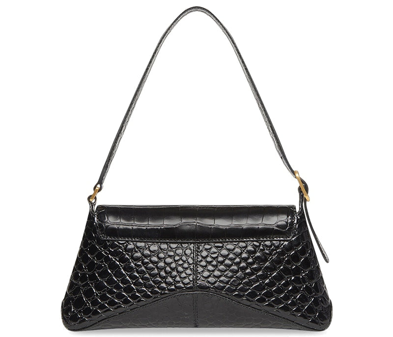 Balenciaga XX Crocodile Embossed Flap Bag Small Black