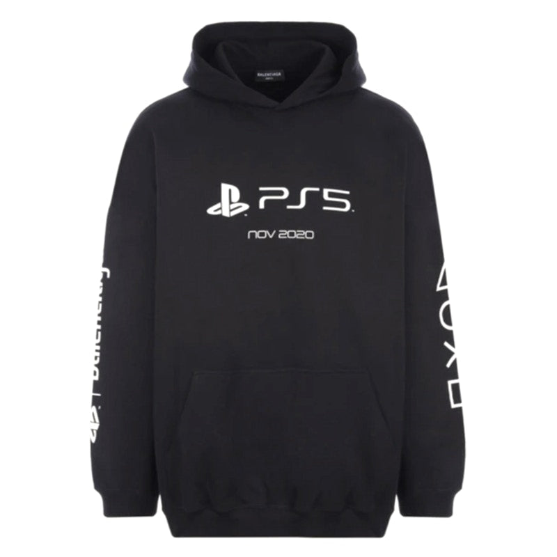 Balenciaga x PlayStation Oversize Cotton Hoodie Black