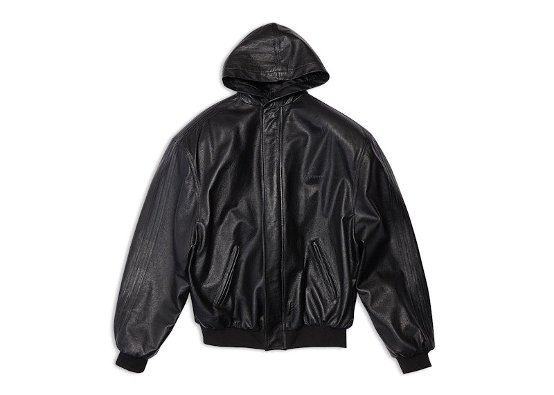 Balenciaga x adidas Leather Hooded Blouson Black