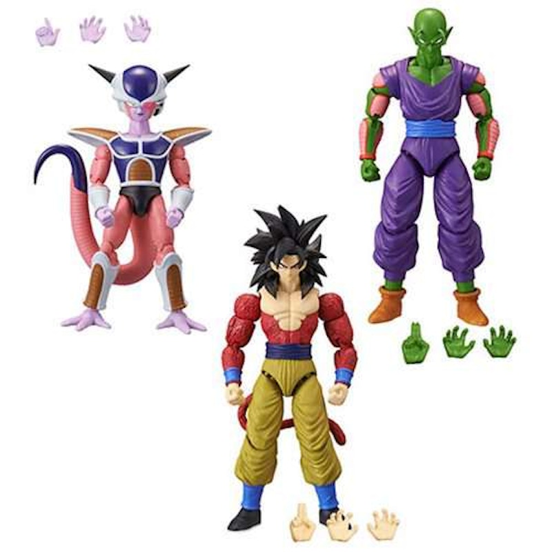 Bandai America Dragon Ball Dragon Stars Series 9 Super Siayan 4 Son Goku, Piccolo & 1st Form Frieza BAF Action Figure Set