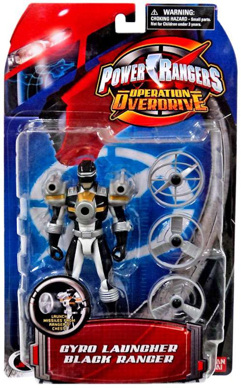 Bandai America Power Rangers Operation Overdrive Gyro Launcher Black Ranger Action Figure