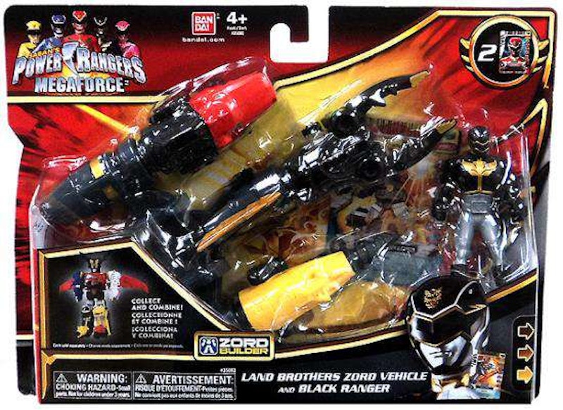 Bandai Power Rangers Zord Builder Land Brothers Zord and Black Ranger Action Figure Set