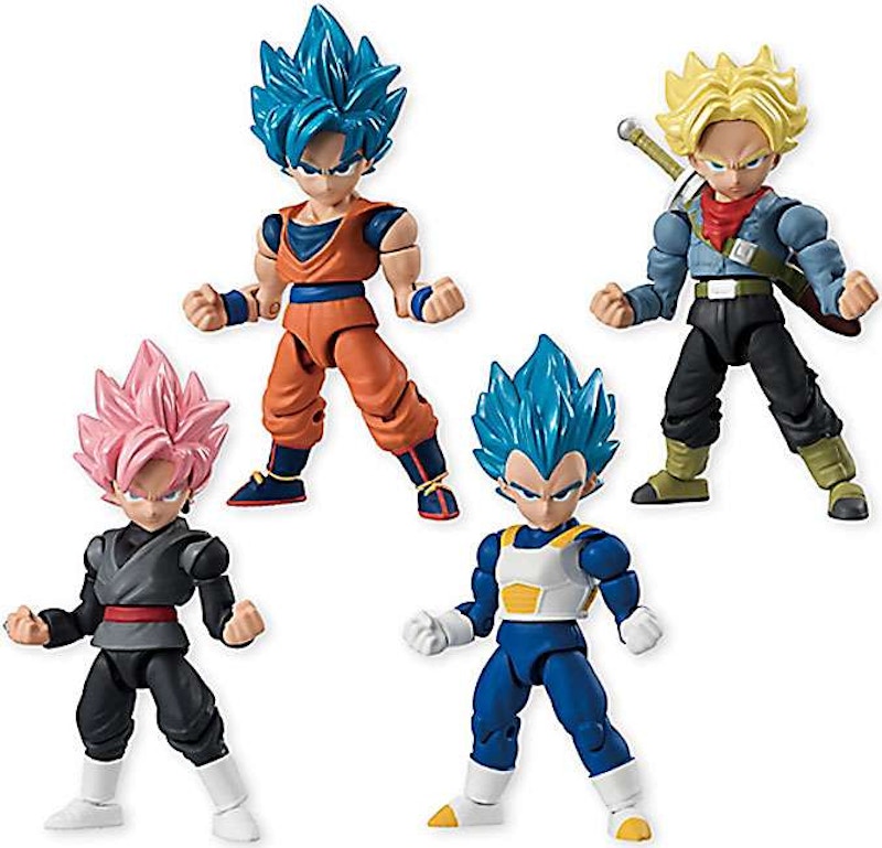 Bandai Japan Dragon Ball Z 66 Action Trunks, Goku, Vegeta & Goku Black Action Figures (Set of 4)
