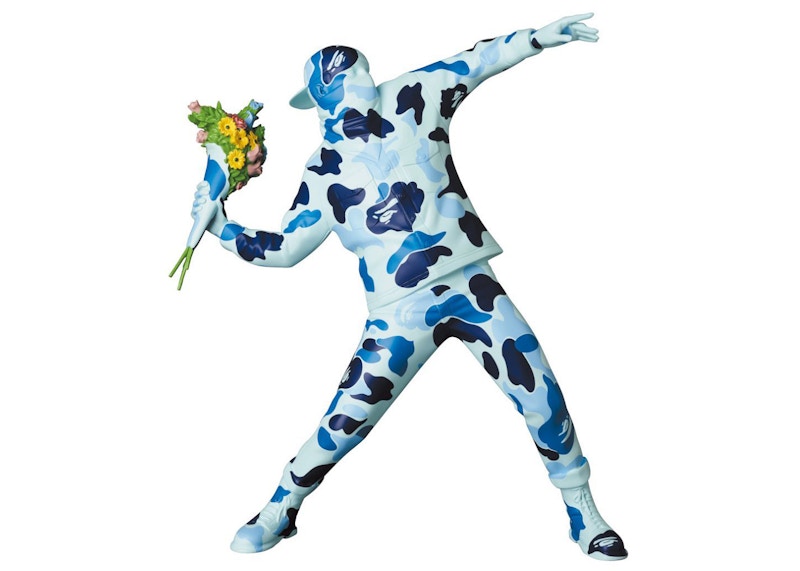 Banksy Brandalism x BAPE Flower Bomber Figure Blue