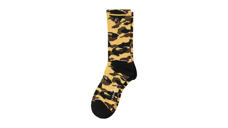 BAPE 1st Camo Ape Head One Point Socks Yellow