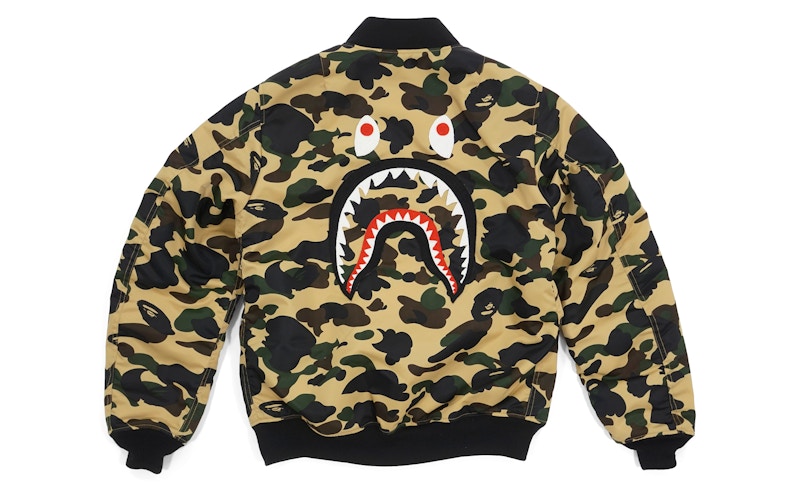 BAPE 1st Camo Back Shark MA1 Jacket Yellow