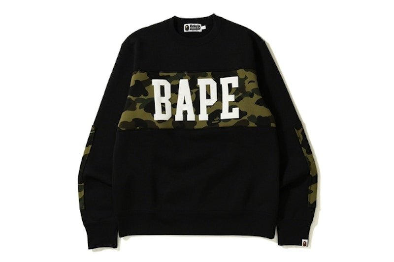 BAPE 1st Camo Bape Wide Crewneck Black/Green