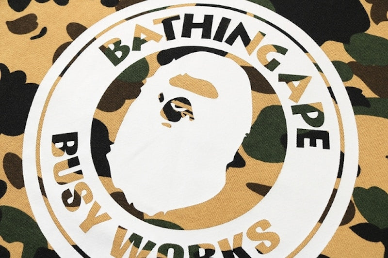 BAPE 1st Camo Busy Works Crewneck Yellow