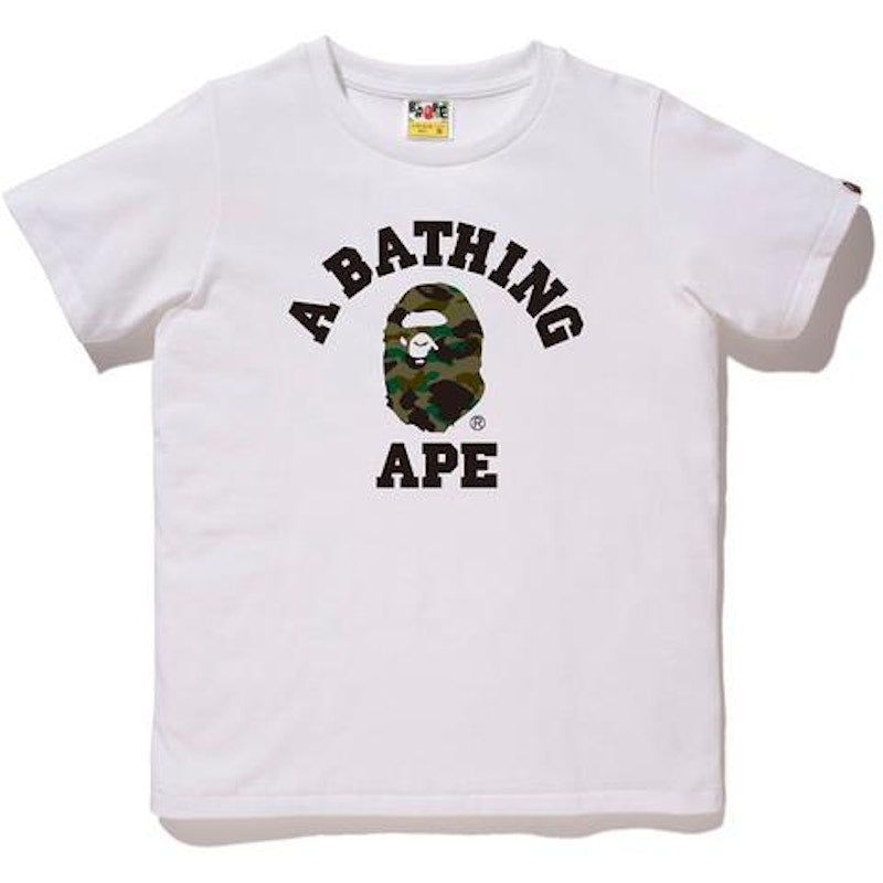 BAPE 1st Camo College Tee L White/Green