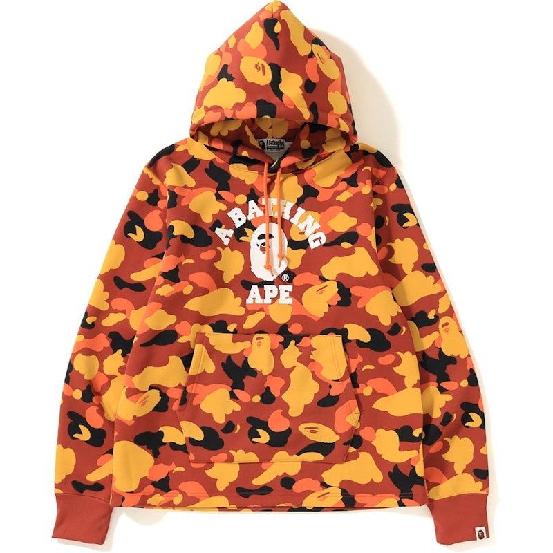 BAPE 1st Camo College Wide Pullover Hoodie Orange