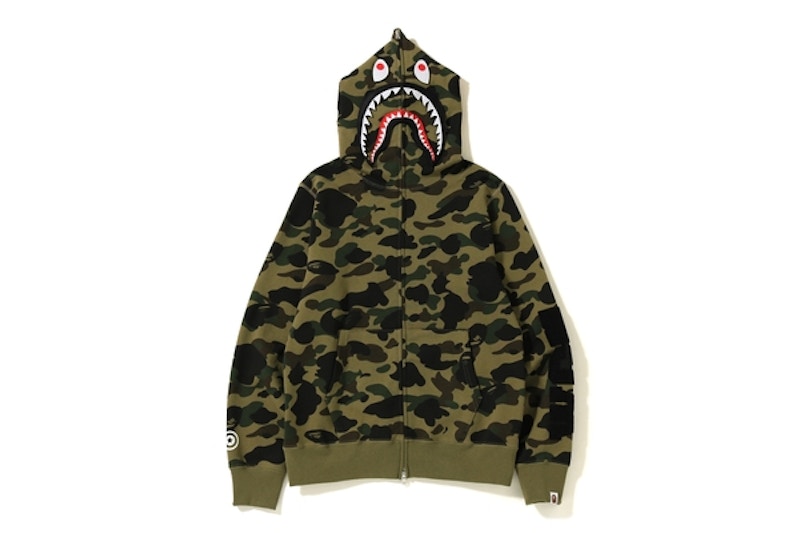 BAPE 1st Camo Detachable Shark Hoodie Green
