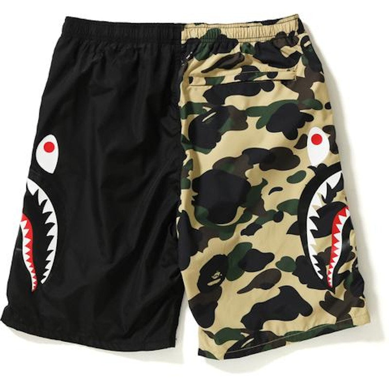 BAPE 1st Camo Half Shark Beach Shorts Black/Yellow