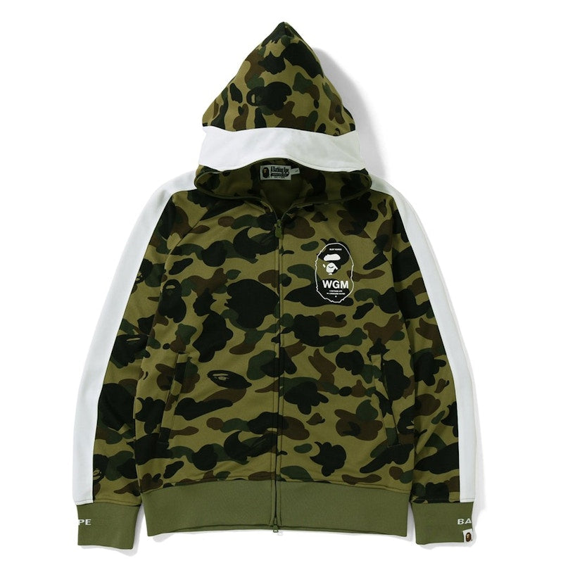 BAPE 1st Camo Line Jersey Full Zip Hoodie Green