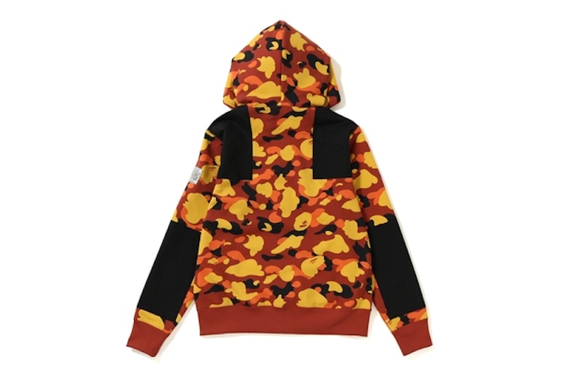 BAPE 1st Camo Patched Wide Full Zip Hoodie Orange