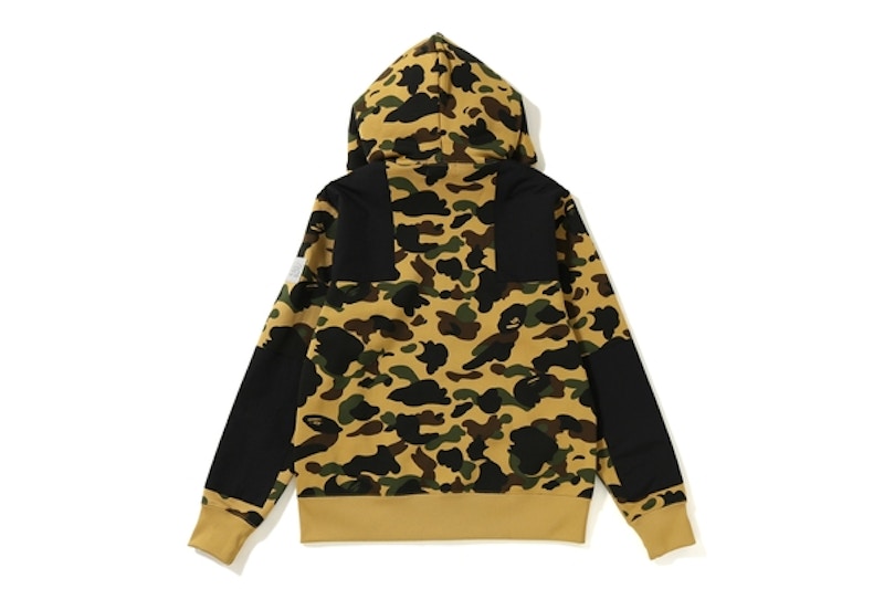 BAPE 1st Camo Patched Wide Full Zip Hoodie Yellow