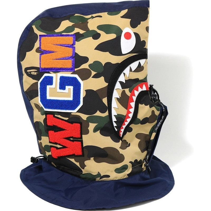 BAPE 1st Camo Shark Hoodie Mask Yellow/Navy