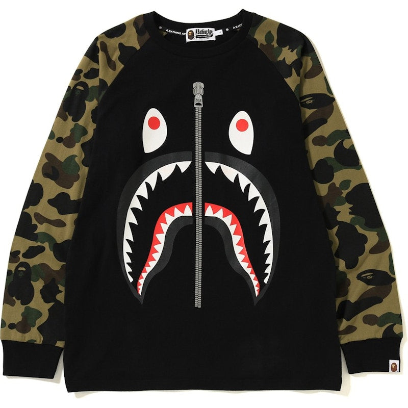 BAPE 1st Camo Shark LS Tee Black/Green