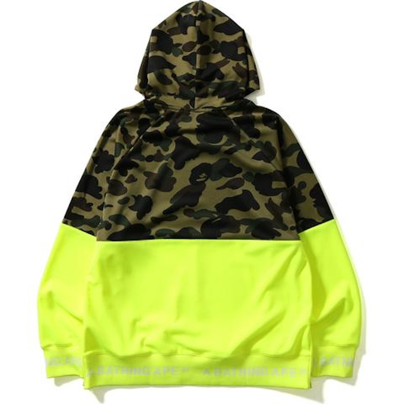 BAPE 1st Camo Wide Side Zip Pullover Hoodie Green/Lime
