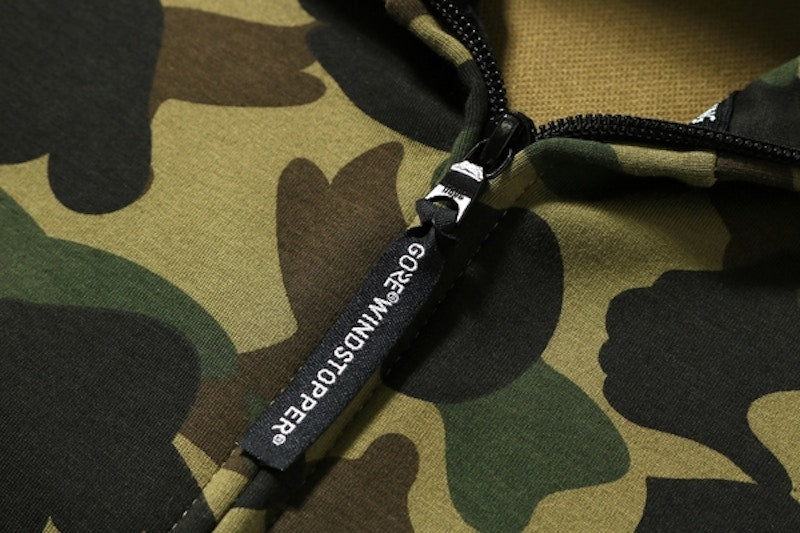 BAPE 1st Camo Windstopper PONR Shark Full Zip Hoodie Green