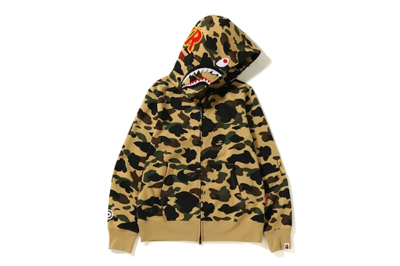 BAPE 1st Camo Windstopper PONR Shark Full Zip Hoodie Yellow