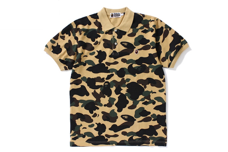 BAPE 1st Camo Ape Head One Point Polo Yellow