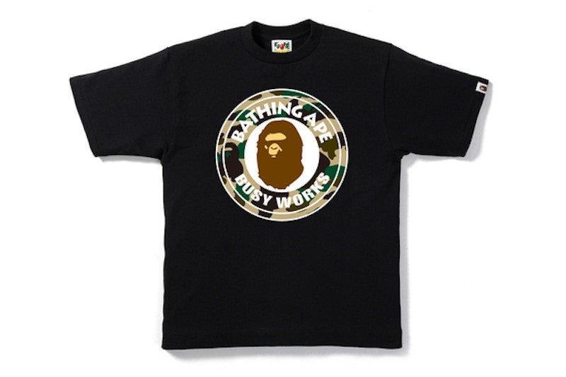 BAPE 1st Camo Busy Works Tee Black/Beige