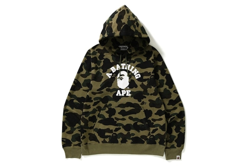 BAPE 1st Camo College Ats Pullover Hoodie Green