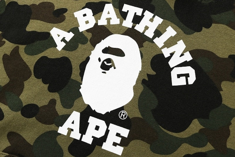 BAPE 1st Camo College Wide Pullover Hoodie (Ladies) Green