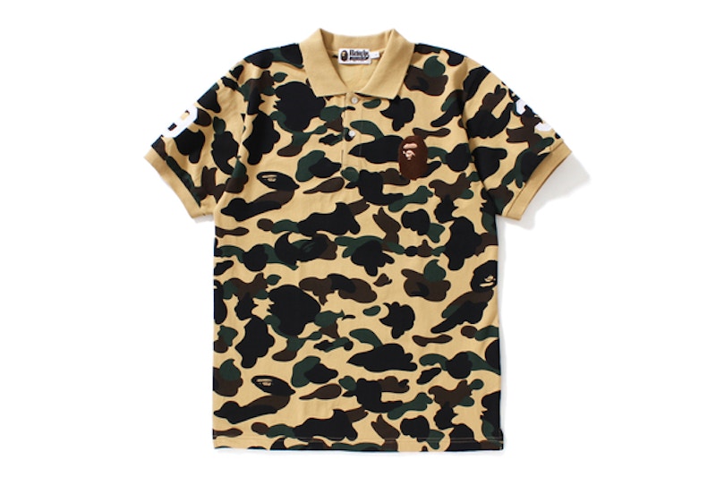 BAPE 1st Camo Large Ape Head Polo Sleeve Print Yellow