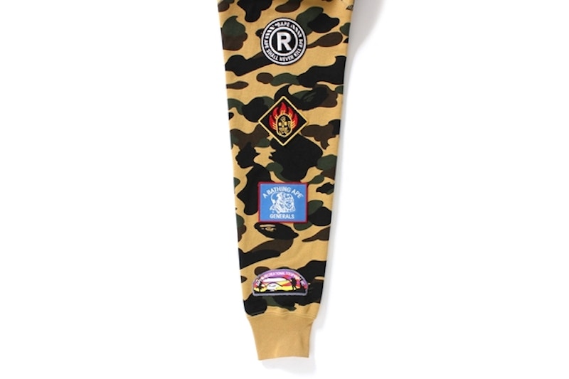 BAPE 1st Camo Multi Logo Shark Full Zip Hoodie Yellow