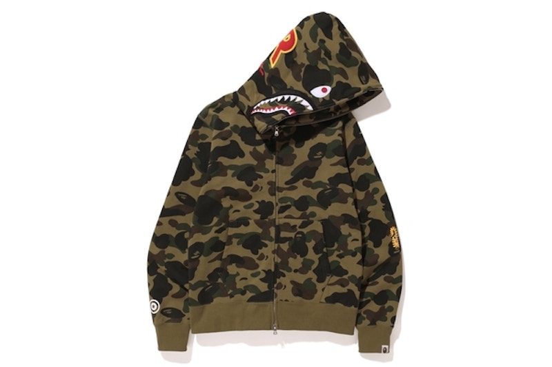 BAPE 1st Camo Shark Full Zip Hoodie Green