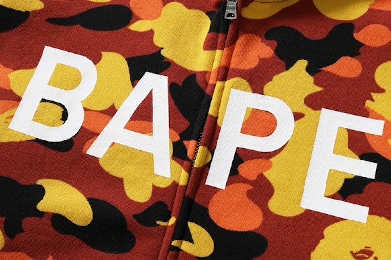 BAPE 1st Camo Wide Full Zip Hoodie Orange