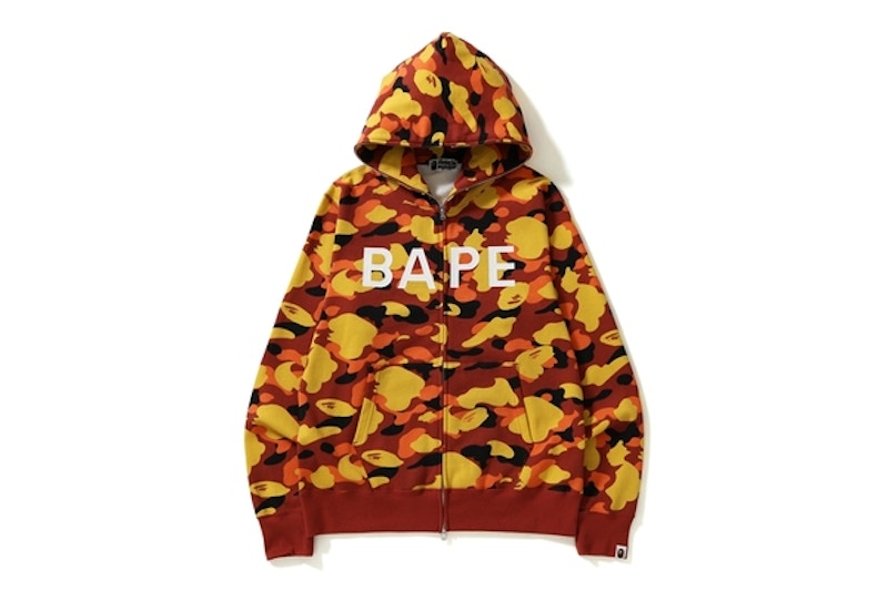BAPE 1st Camo Wide Full Zip Hoodie Orange