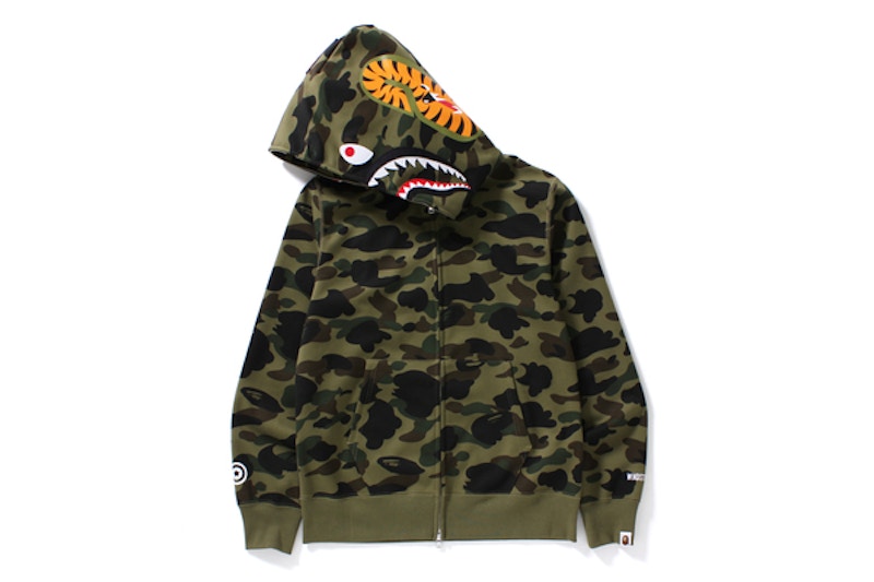 BAPE 1st Camo Windstopper Shark Full Zip Hoodie Green
