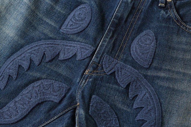 BAPE 2005 Type-05 Shark Embroidery Denim Pants Indigo