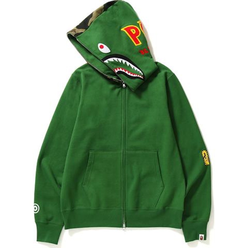 BAPE 2nd Shark Full Zip Hoodie Green
