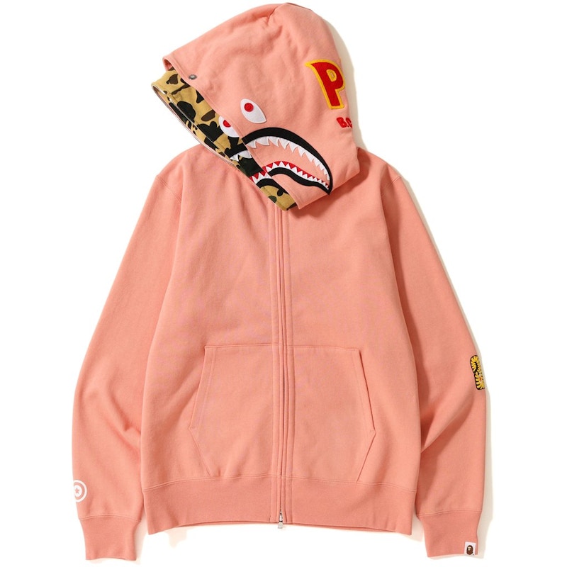 BAPE 2nd Shark Wide Full Zip Double Hoodie Pink