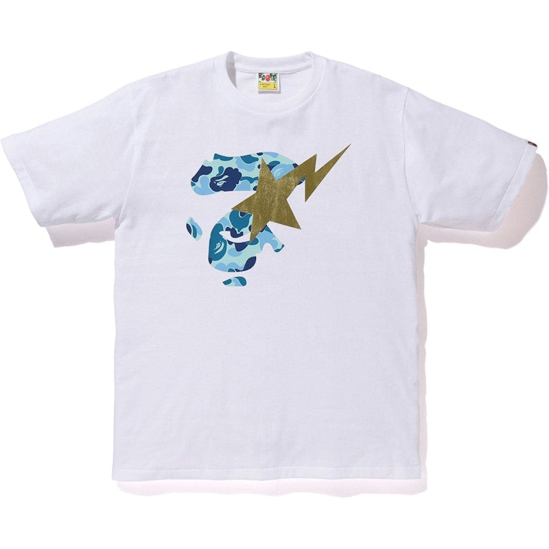 BAPE ABC Ape Face on Bapesta Tee White/Blue