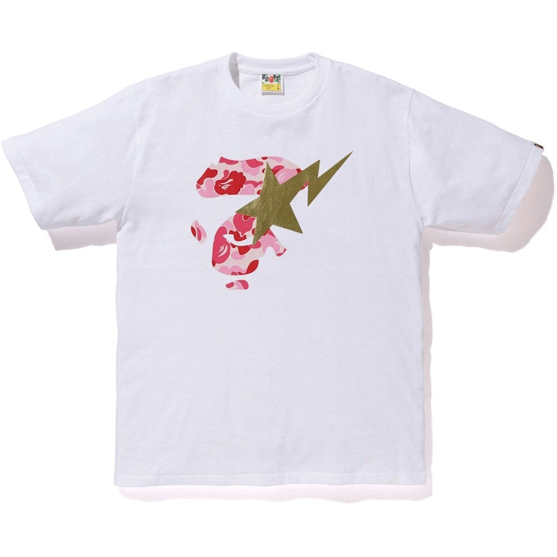 BAPE ABC Ape Face on Bapesta Tee White/Pink