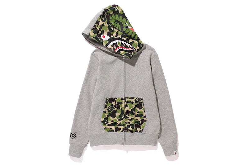 BAPE ABC Camo NW20 Full Zip Shark Hoodie Grey/Green