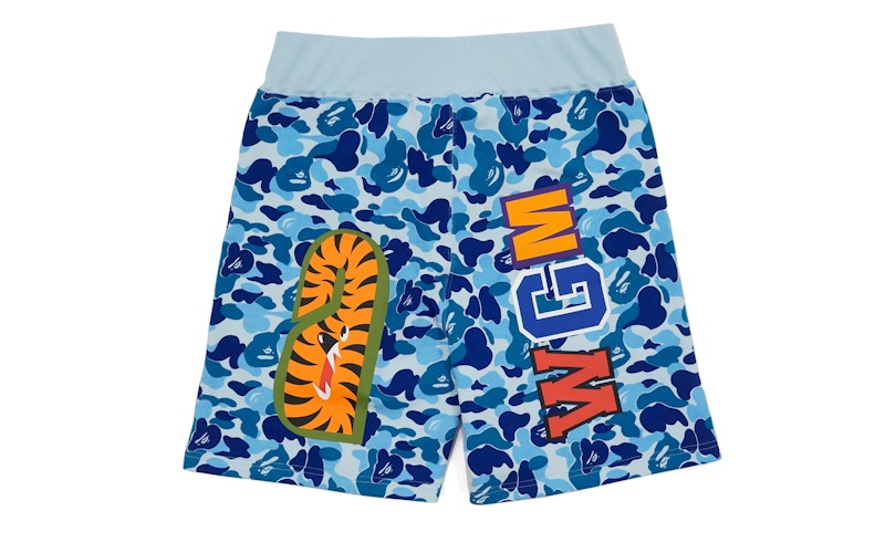 BAPE ABC Camo WGM Print Shark Sweatshorts Light Blue