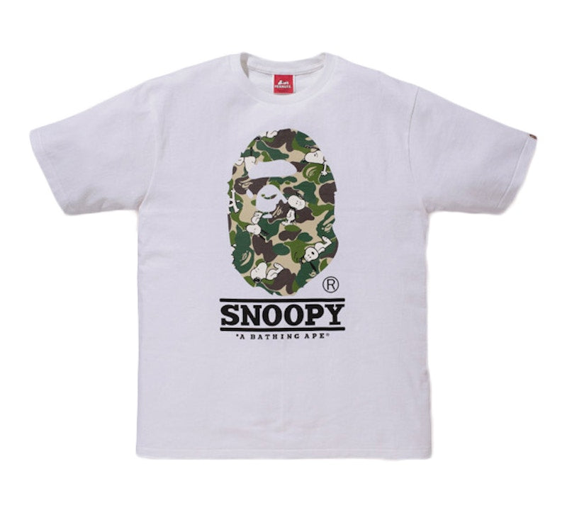 BAPE X Peanuts ABC Snoopy Camo Apehead Tee White/Green