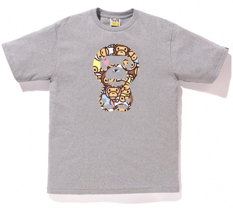 BAPE All Baby Milo Multi Big Baby Milo Tee Gray