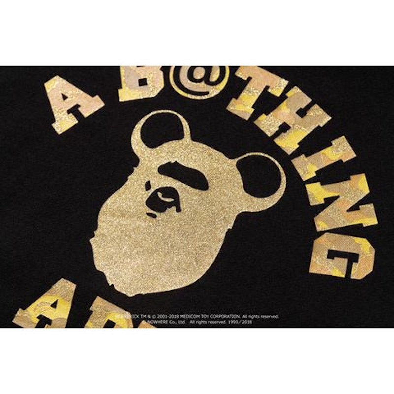 BAPE Ape Head Bear College Pullover Hoodie Black/Gold