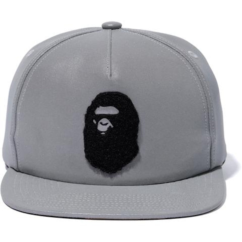 BAPE Ape Head Reflector Snap Back Cap Cap Silver