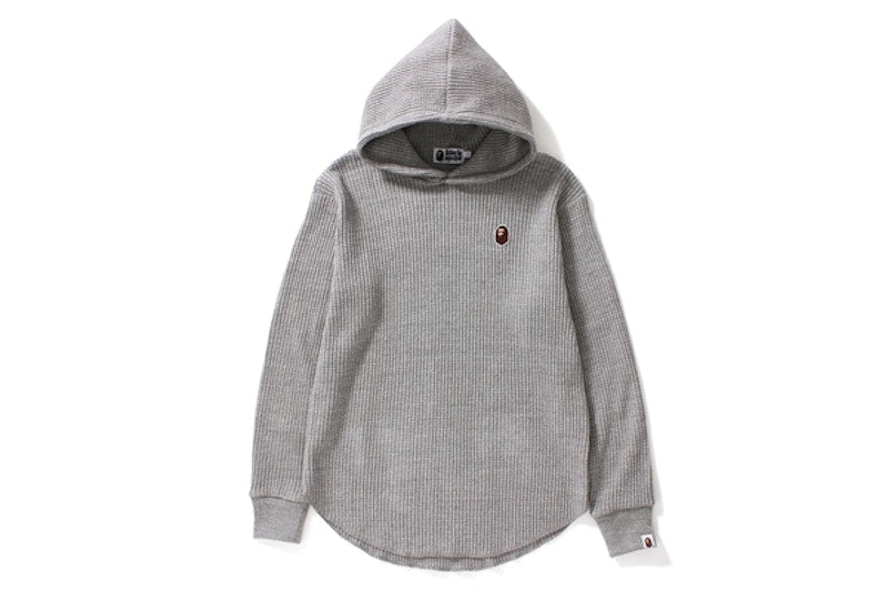 BAPE Ape Head Thermal Long Pullover Hoodie (Ladies) Gray