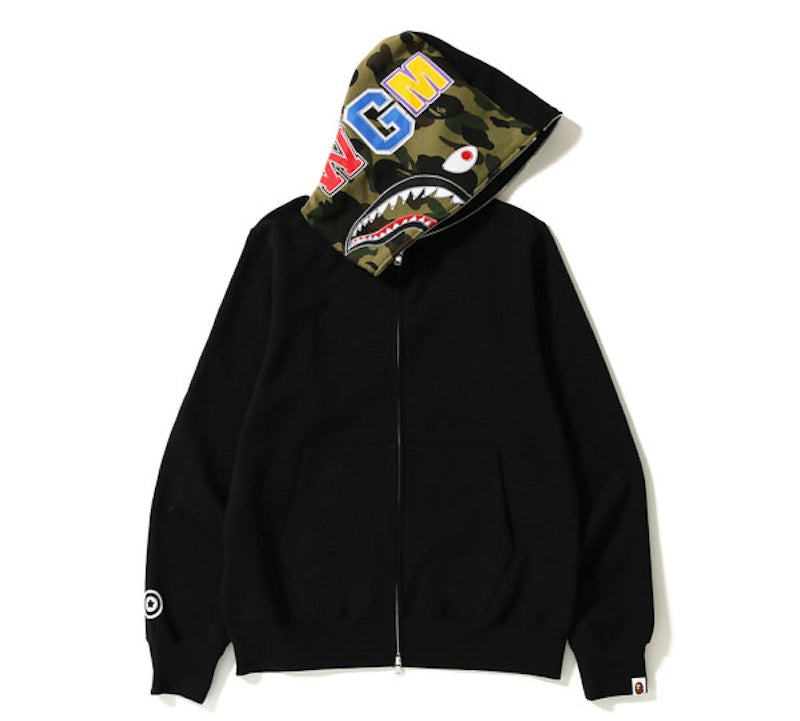 BAPE Applique Shark Full Zip Hoodie Black