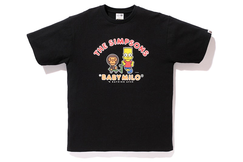 BAPE X The Simpsons Baby Milo A ndBart Skateboard Tee Black