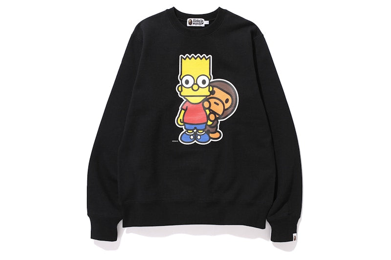 BAPE X The Simpsons Baby Milo Behind Bart Crewneck Sweatshirt Black